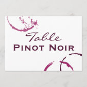 Carte de numéro de table avec tache de vin de Bour (Devant)