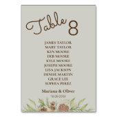 Carte de numéro de table beige en pin d'hiver avec (Dos)