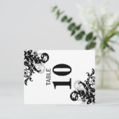 Carte de numéro de table Black and Silver Flourour (Debout devant)