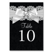 Carte de numéro de table Black & White Damask & Pe (Dos)