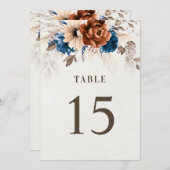 Carte de numéro de table bleu rustique de la marin (Devant / Derrière)