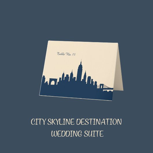 Carte de numéro de table bleu urbain Skyline Maria