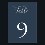 Carte de numéro de table bleue de la Marine<br><div class="desc">Carte de numéro de table couleur bleu marine et bleu marine tendance,  conçue pour correspondre à notre collection botanique de corail de marine.</div>