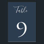 Carte de numéro de table bleue de la Marine<br><div class="desc">Carte de numéro de table couleur bleu marine et bleu marine tendance,  conçue pour correspondre à notre collection botanique de corail de marine.</div>