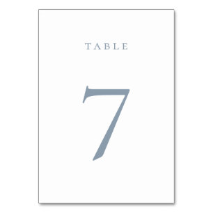 Carte de numéro de table bleue Dusty