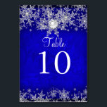 Carte de numéro de table Blue Crystal Pearl Snowfl<br><div class="desc">Royal Blue Cristal Pearl Snowflake Silver Mariage d'hiver en argent. Winter Wonderland Winter Wedding Table Numéro Carte. Design élégant de flocon de neige en cristal. Veuillez noter toutes les images plates !</div>