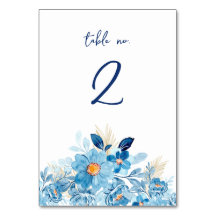 Carte de numéro de table Blue Daisy Flowers