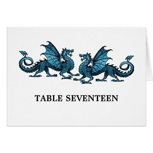 Carte de numéro de table Blue Elegant Dragons (Devant horizontal)