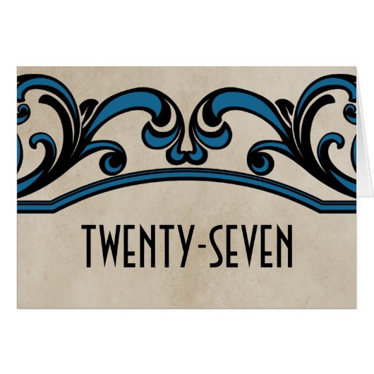 Carte de numéro de table Blue Gothic Swirls (Devant horizontal)