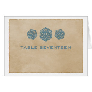 Carte de numéro de table Blue Grunge D20 Dice Game