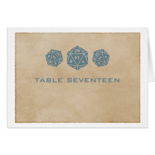 Carte de numéro de table Blue Grunge D20 Dice Game (Devant horizontal)