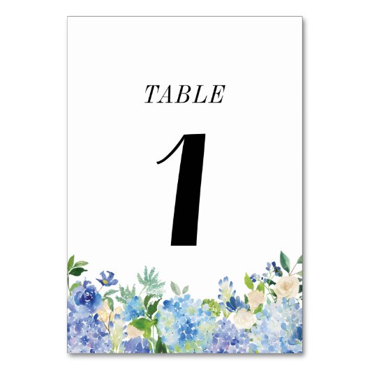 Carte de numéro de table Blue Hydrangea - Table On (Dos)