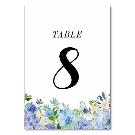 Carte de numéro de table Blue Hydrangea - Tableau (Dos)