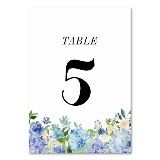 Carte de numéro de table Blue Hydrangea - Tableau  (Dos)