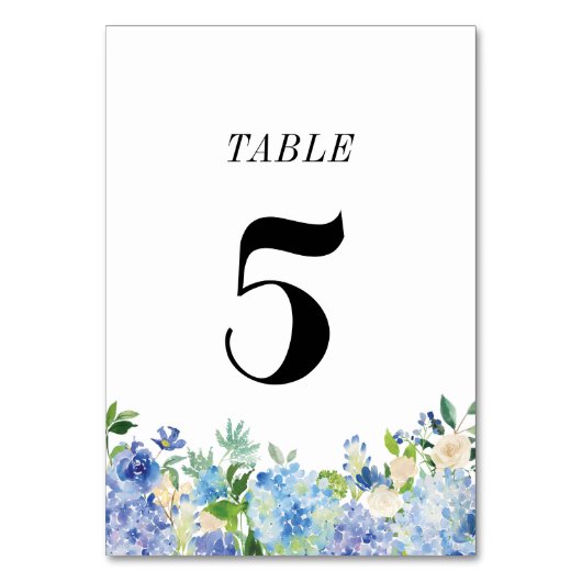 Carte de numéro de table Blue Hydrangea - Tableau  (Par défaut)