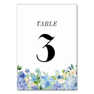 Carte de numéro de table Blue Hydrangea - Tableau 