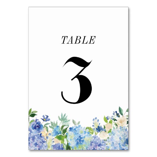 Carte de numéro de table Blue Hydrangea - Tableau  (Par défaut)