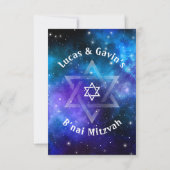 Carte de numéro de table Blue Purple B'nai Mitzvah (Dos)