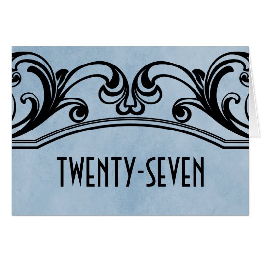 Carte de numéro de table Blue Vintage Swils (Devant horizontal)