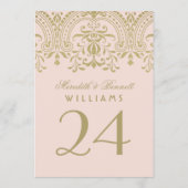 Carte de numéro de table Blush Gold Glamour (Dos)