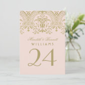 Carte de numéro de table Blush Gold Glamour (Debout devant)