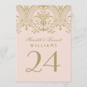 Carte de numéro de table Blush Gold Glamour (Devant)