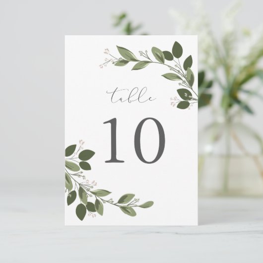 Carte de numéro de table Blushing Sprigs (Debout devant)