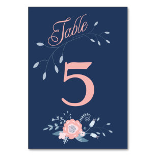 Carte de numéro de table Boho floral mariage Blush