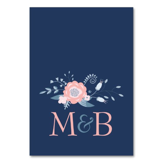 Carte de numéro de table Boho floral mariage Blush (Dos)