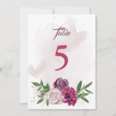 carte de numéro de table botanique rose mauve (Devant)