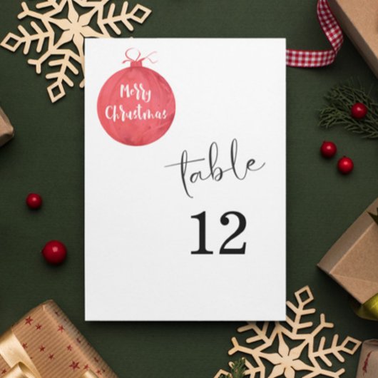 Carte de numéro de table Boule de Noël