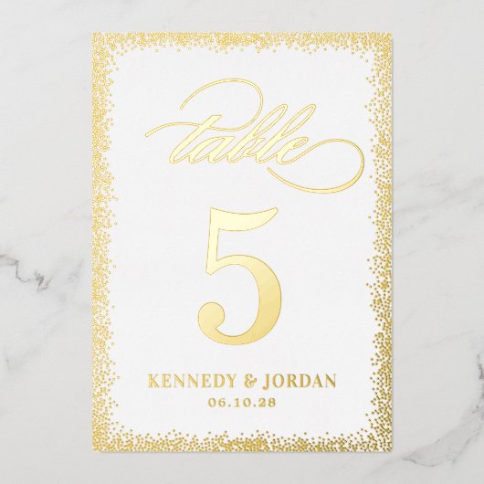 Carte de numéro de table brillant brillant VRAI FO (Recto)