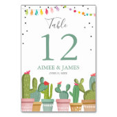 Carte de numéro de table Cactus Mariage Rustic Fie (Dos)