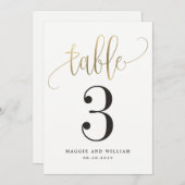 Carte de numéro de table calligraphiée adorable en (Devant / Derrière)