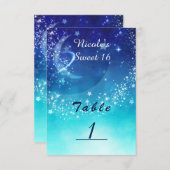 Carte de numéro de table Celestiy Sky Moon Sparkle (Devant / Derrière)