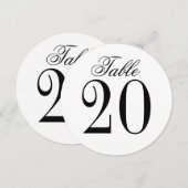 Carte de numéro de table Cercle Mariage noir et bl (Devant / Derrière)