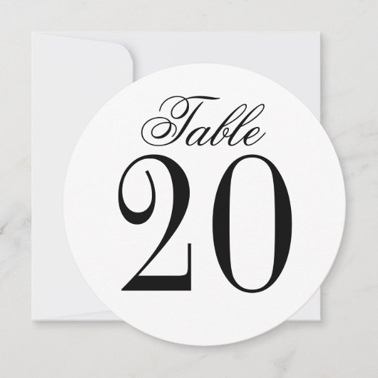 Carte de numéro de table Cercle Mariage noir et bl (Devant)