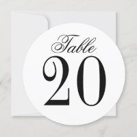 Carte de numéro de table Cercle Mariage noir et bl