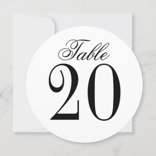 Carte de numéro de table Cercle Mariage noir et bl