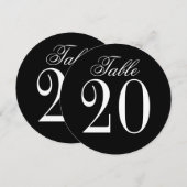 Carte de numéro de table Cercle Mariage noir et bl (Devant / Derrière)