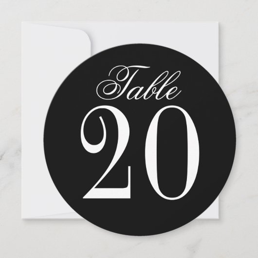 Carte de numéro de table Cercle Mariage noir et bl (Devant)