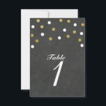 Carte de numéro de table Chalkboard Gold & White C<br><div class="desc">Carte de numéro de table Chalkboard Gold & White Confetti. Cherchez les articles correspondants dans mon magasin. Contactez-moi pour une commande personnalisée.</div>