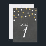 Carte de numéro de table Chalkboard Gold & White C<br><div class="desc">Carte de numéro de table Chalkboard Gold & White Confetti. Cherchez les articles correspondants dans mon magasin. Contactez-moi pour une commande personnalisée.</div>