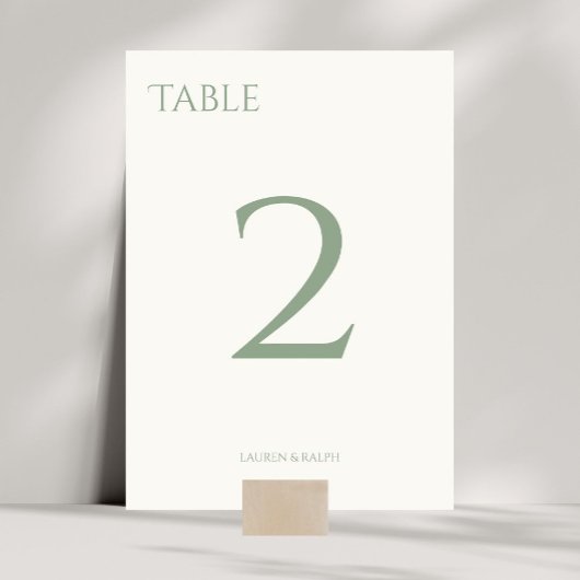 Carte de numéro de table Chic Sage Green & Ivory M