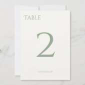 Carte de numéro de table Chic Sage Green & Ivory M (Devant)