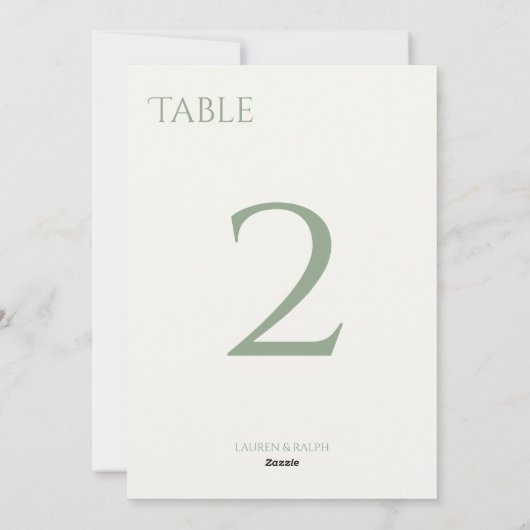 Carte de numéro de table Chic Sage Green & Ivory M (Dos)