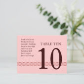 Carte de numéro de table CHOCOLAT & ROSE Réception (Debout devant)