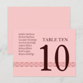 Carte de numéro de table CHOCOLAT & ROSE Réception (Devant / Derrière)