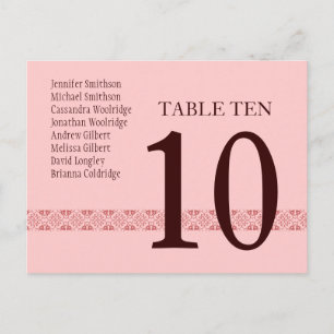 Carte de numéro de table CHOCOLAT & ROSE Réception