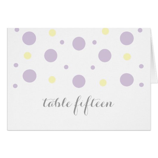 Carte de numéro de table Confetti jaune pourpre (Devant horizontal)